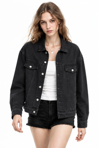 Women's Fall 100% Cotton Oversized Washed Denim Jacket