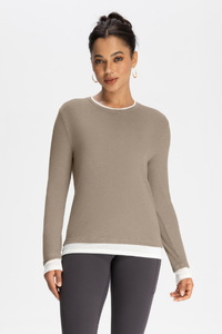 Faux two-piece wool long-sleeved top