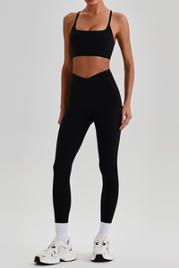 Women's  Crisscross Back Bra & V-Waist Yoga Leggings Set