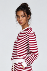 Women's Loungewear Winter Stripe Color Block Sweatshirt