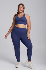 Plus Women's Butter-Soft Sports Bra & Pocket Yoga Leggings Two-Piece Set