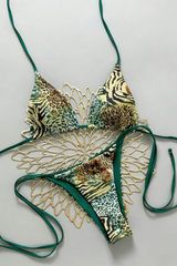 Women's Summer Leopard Print Halterneck Beach Bikini Sets