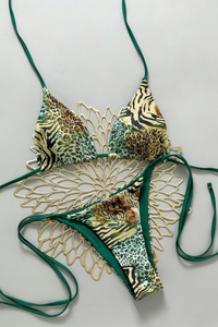Women's Summer Leopard Print Halterneck Beach Bikini Sets