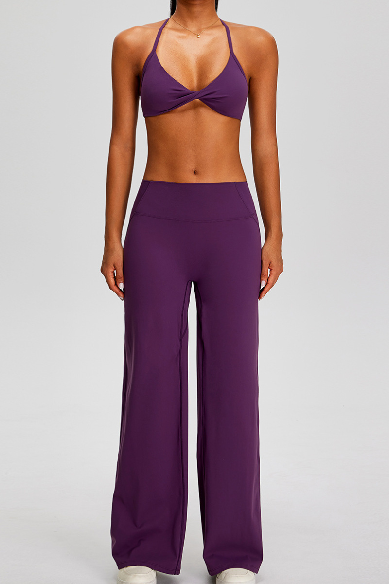 Women's Sports Sets:Twist Front Triangle Cup Bra & Pants