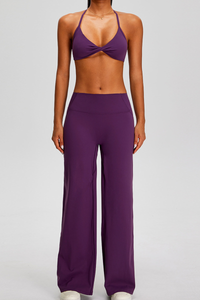 Women's Sports Sets:Twist Front Triangle Cup Bra & Pants