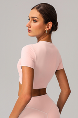 Women's Cropped Crew Neck Short Sleeve T-Shirt