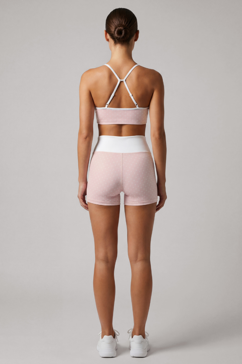 Women's Polka Dot Sports Bra & High Waist Bike Shorts Set