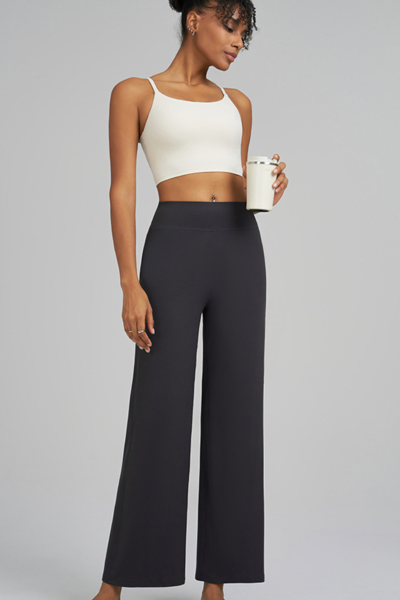 High-elastic, relaxed, wide-leg pants