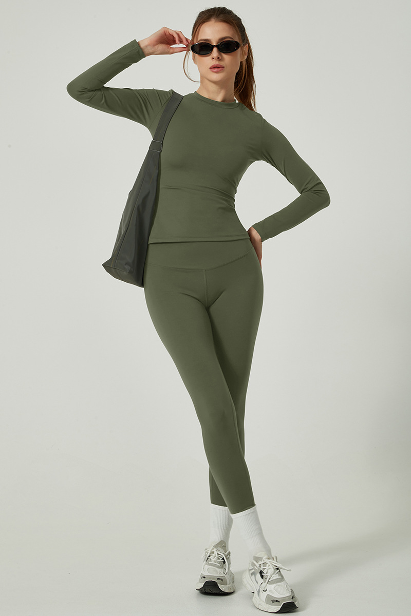 Women's Long Sleeve Shirt And Yoga Leggings Two-Piece Set