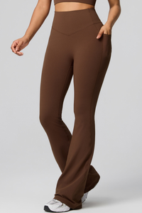 Women's High Waist Side Pocket Sculpting Flare Yoga Pants