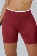 Women's Color Contrast Trim Seamless 3 Inch Yoga Shorts