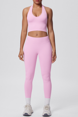 Women's Seamless Set:Halterneck Bra And High Waist Leggings
