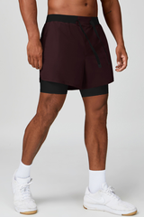 Men's Drawstring Solid Faux Two Piece Quick Dry Shorts