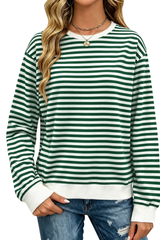 Women's Fall Christmas Striped Color Block Relaxed Pullover