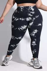 Plus Size Women's Tie-Dye High-Rise Sports Leggings