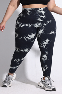 Plus Size Women's Tie-Dye High-Rise Sports Leggings