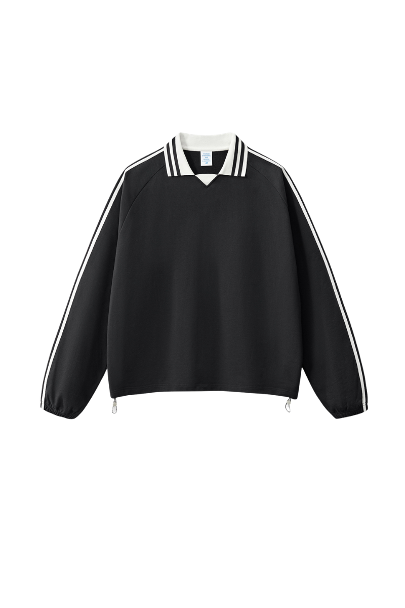 Unisex Preppy Fall 100% Cotton Side Striped Trim Sweatshirt