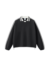 Unisex Preppy Fall 100% Cotton Side Striped Trim Sweatshirt