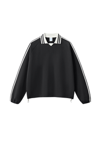 Unisex Preppy Fall 100% Cotton Side Striped Trim Sweatshirt