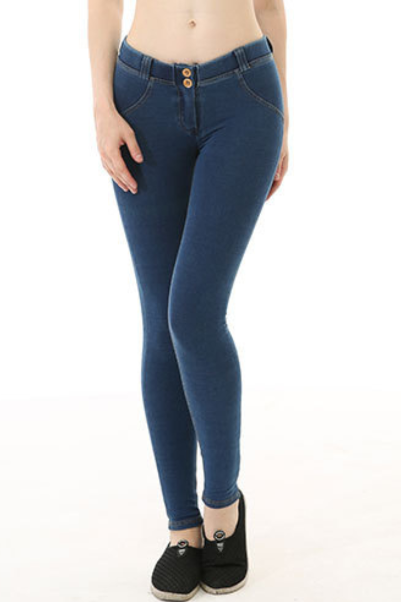 Women's Stretchy Double-Button Low-Rise Skinny Pants