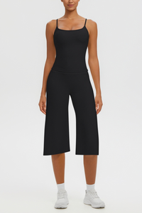 Women's Tank Top & Wide Leg Yoga Cropped Pants Set