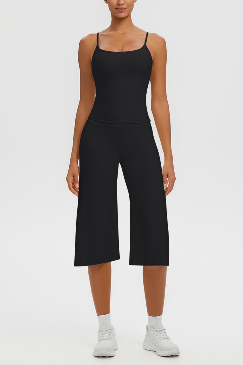 Women's Tank Top & Wide Leg Yoga Cropped Pants Set