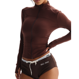 Women's Zip-Front Cropped Polo Top