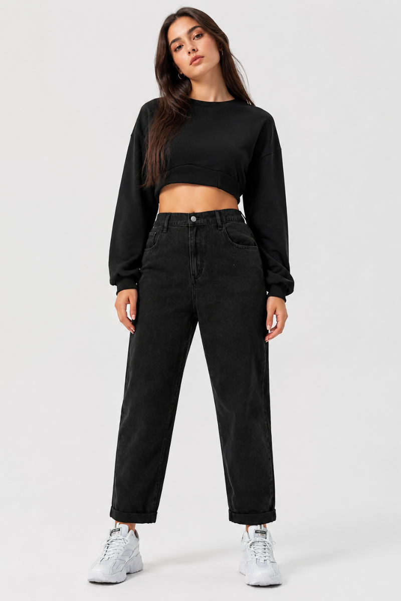 Women's Plus Size High Waist Stretch Straight Leg Jeans