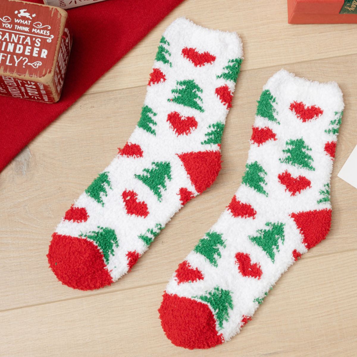 Women's Multicolor Christmas Gift Coral Fleece Socks