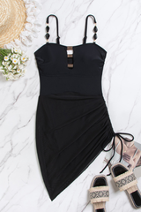 Women's Solid Cutout Asymmetric Ruched Swimsuit