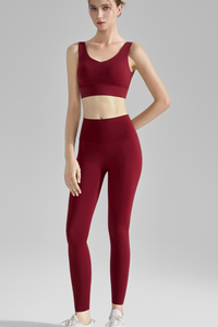 Women's Sports Sets:Color Block Wide Strap Bra And Leggings