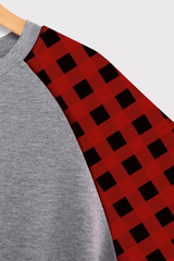 Women's Fall Festival Plaid Color Block Raglan Pullover