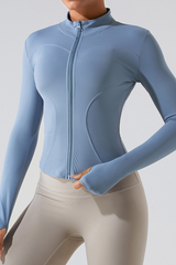 Women's Athletic Stand Collar Full Zipper Slim Jacket