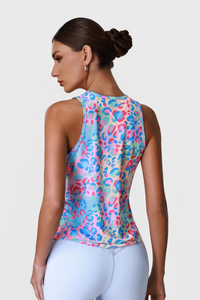 Women’s Multicolor Camouflage Print Side Slit Sport Tank Top