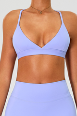 Women's Crisscross Back V-Neck Triangle Cup Bare Feel Sports Bra