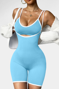 Women's Seamless Color Block Pleated Junmpsuit & Bra