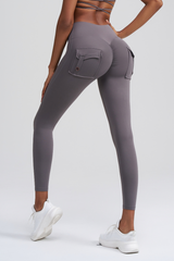 Women’s Cargo-Pocket Pleated Buttocks Lift Sports Leggings