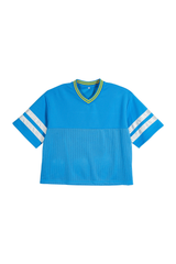 Unisex Striped Color Block Mesh Athletic Football Jersey Tee