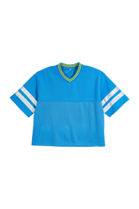 Unisex Striped Color Block Mesh Athletic Football Jersey Tee
