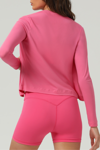 Fitted Snap Button Workout Long Sleeve Cardigan For Women