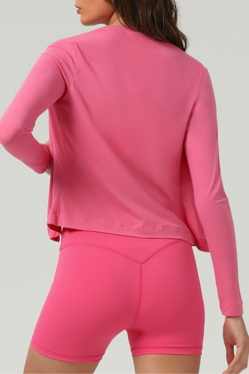 Fitted Snap Button Workout Long Sleeve Cardigan For Women
