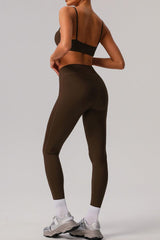 Classic double-strap sports bra and sports leggings 2-piece set