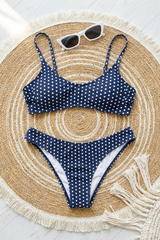 Women's Polka Dot U-Neck Halter High Waist Triangle Bikini