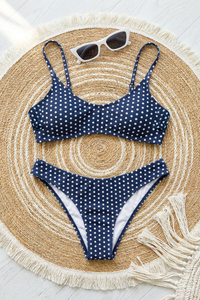 Women's Polka Dot U-Neck Halter High Waist Triangle Bikini