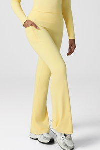 Women's Athletic High-Waist Side Pocket Yoga Flared Pants
