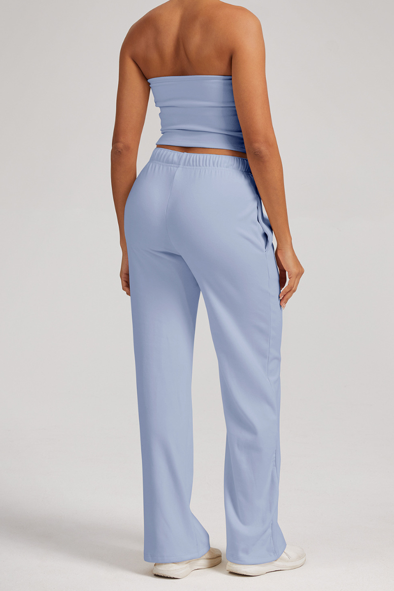 Corset-style top + wide-leg pants casual set