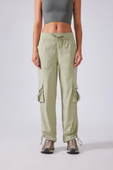 Women Lightweight Quick Dry Multi-Pocket Outdoor Running Sports Fitness Workwear Wide Leg Casual Pants