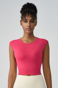 Women's Crew Neck Pleated-Back Open Sports Tank Top