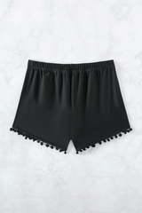 Women's Tassel Trim Elastic Waist Loose Swim Shorts