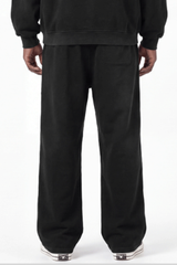Unisex Fall Washed Fleece Contrast Loose Fit Sweatpants